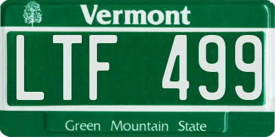 VT license plate LTF499