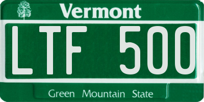VT license plate LTF500