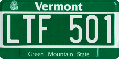 VT license plate LTF501