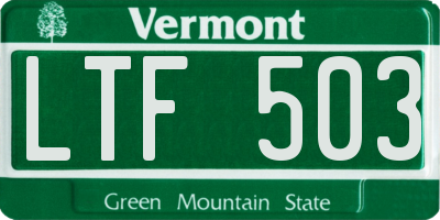 VT license plate LTF503