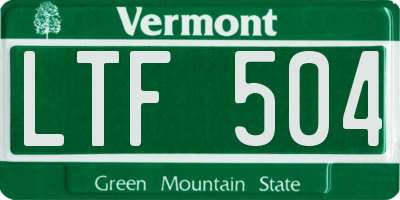 VT license plate LTF504