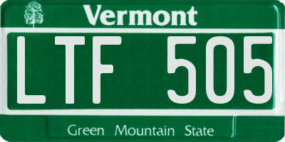 VT license plate LTF505