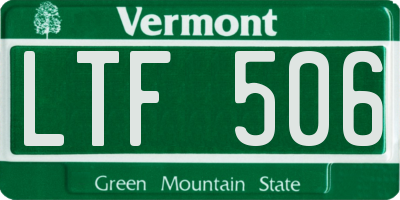 VT license plate LTF506