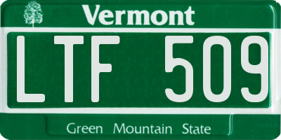 VT license plate LTF509