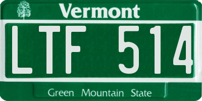 VT license plate LTF514