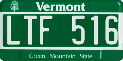VT license plate LTF516