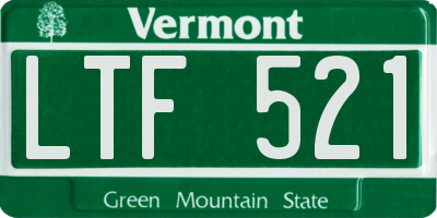 VT license plate LTF521