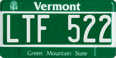 VT license plate LTF522