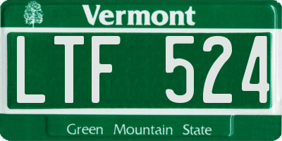 VT license plate LTF524