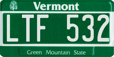 VT license plate LTF532