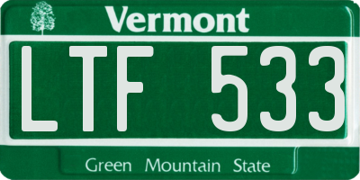 VT license plate LTF533