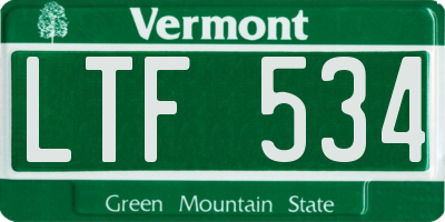 VT license plate LTF534