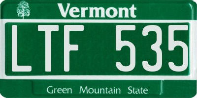 VT license plate LTF535