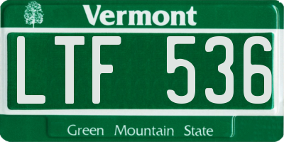 VT license plate LTF536