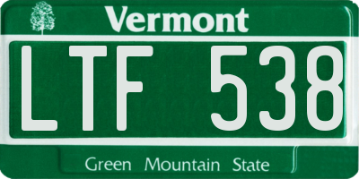VT license plate LTF538