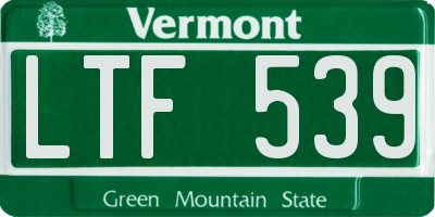 VT license plate LTF539