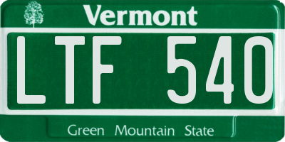 VT license plate LTF540