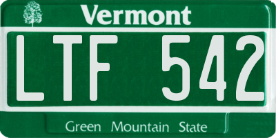 VT license plate LTF542