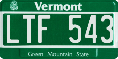 VT license plate LTF543