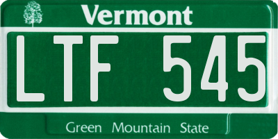 VT license plate LTF545