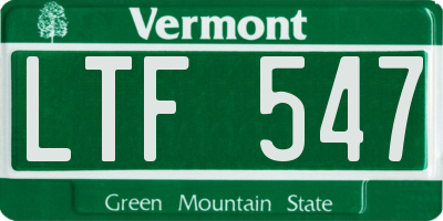VT license plate LTF547