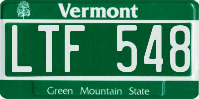 VT license plate LTF548