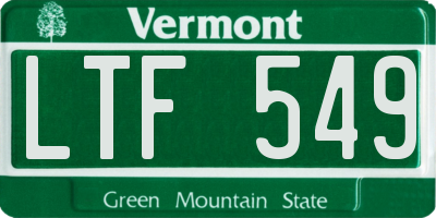 VT license plate LTF549