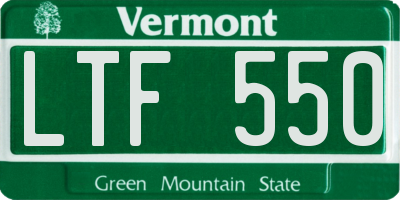 VT license plate LTF550