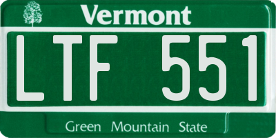 VT license plate LTF551
