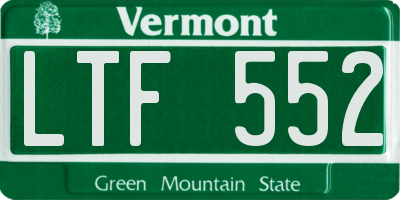 VT license plate LTF552