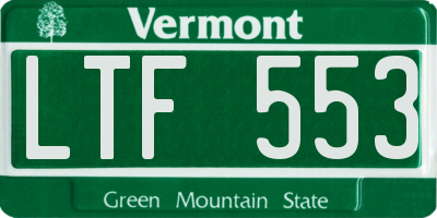 VT license plate LTF553
