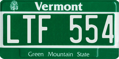 VT license plate LTF554
