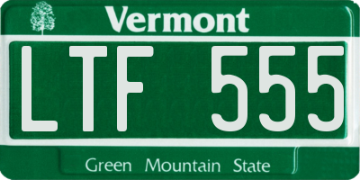 VT license plate LTF555