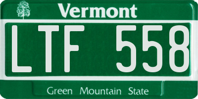 VT license plate LTF558
