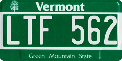 VT license plate LTF562