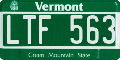 VT license plate LTF563