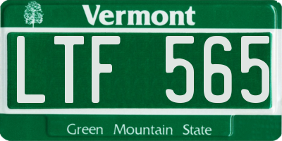 VT license plate LTF565