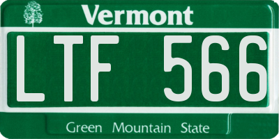 VT license plate LTF566