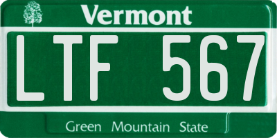 VT license plate LTF567
