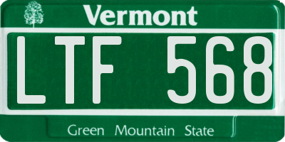 VT license plate LTF568