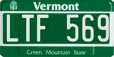 VT license plate LTF569