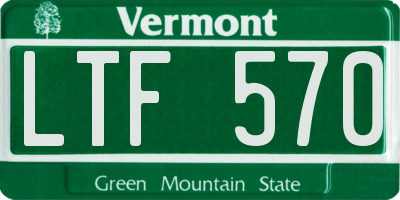 VT license plate LTF570