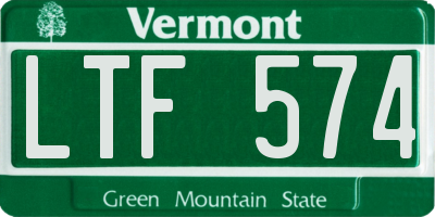 VT license plate LTF574