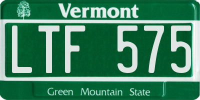 VT license plate LTF575