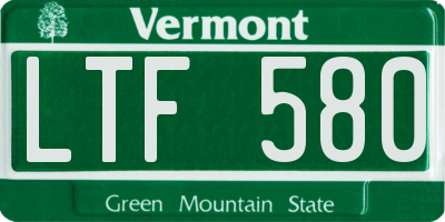 VT license plate LTF580