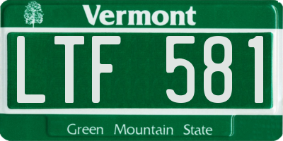 VT license plate LTF581
