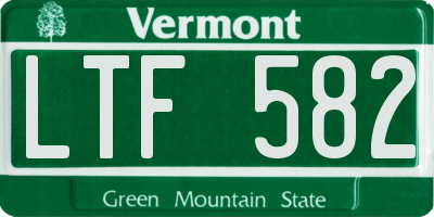 VT license plate LTF582