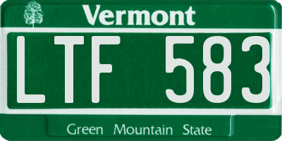VT license plate LTF583