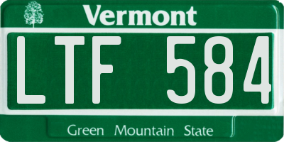 VT license plate LTF584