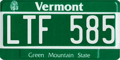 VT license plate LTF585
